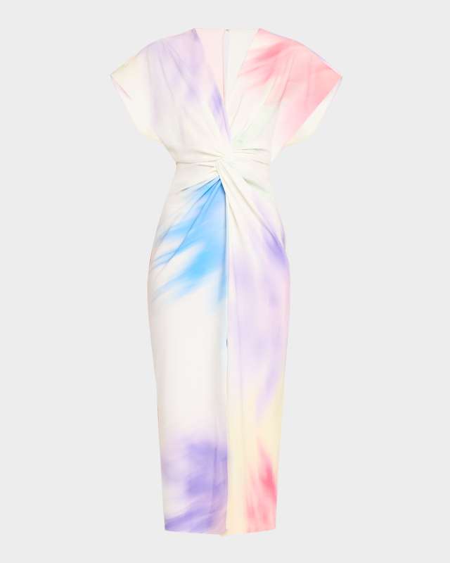 Jackie Twisted Short-Sleeve Midi Dress